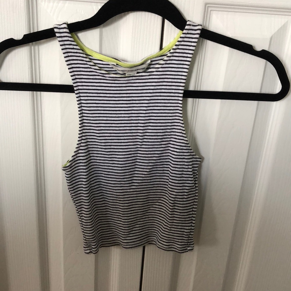 High Neck Striped Crop Top
